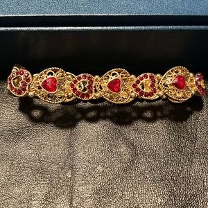 Faux Ruby Heart Stretch Bracelet
